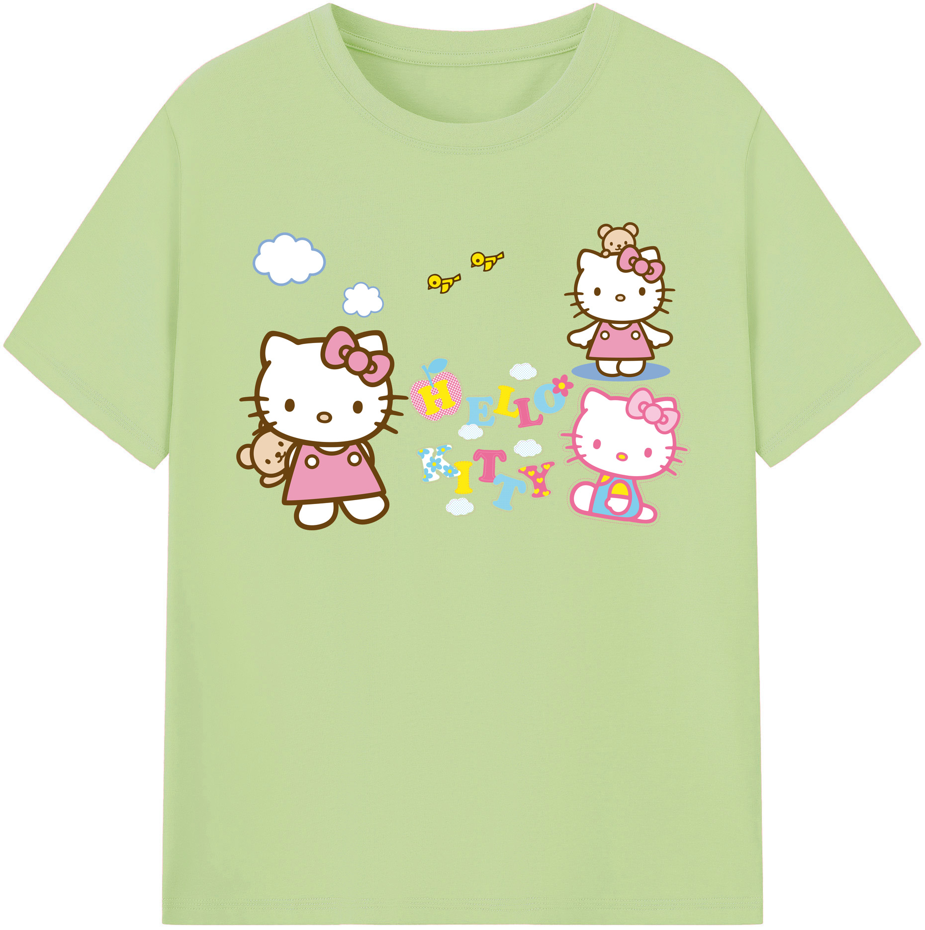 （画像用） Hello Kitty ハローキティ 綿100％半袖Tシャツ（フロントプリント）